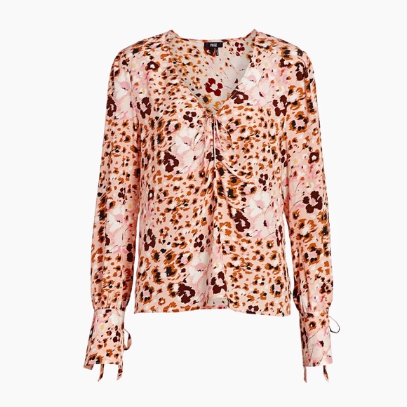 Paige Floral & Leopard Print Silk Top, NWT! - Picture 5 of 17